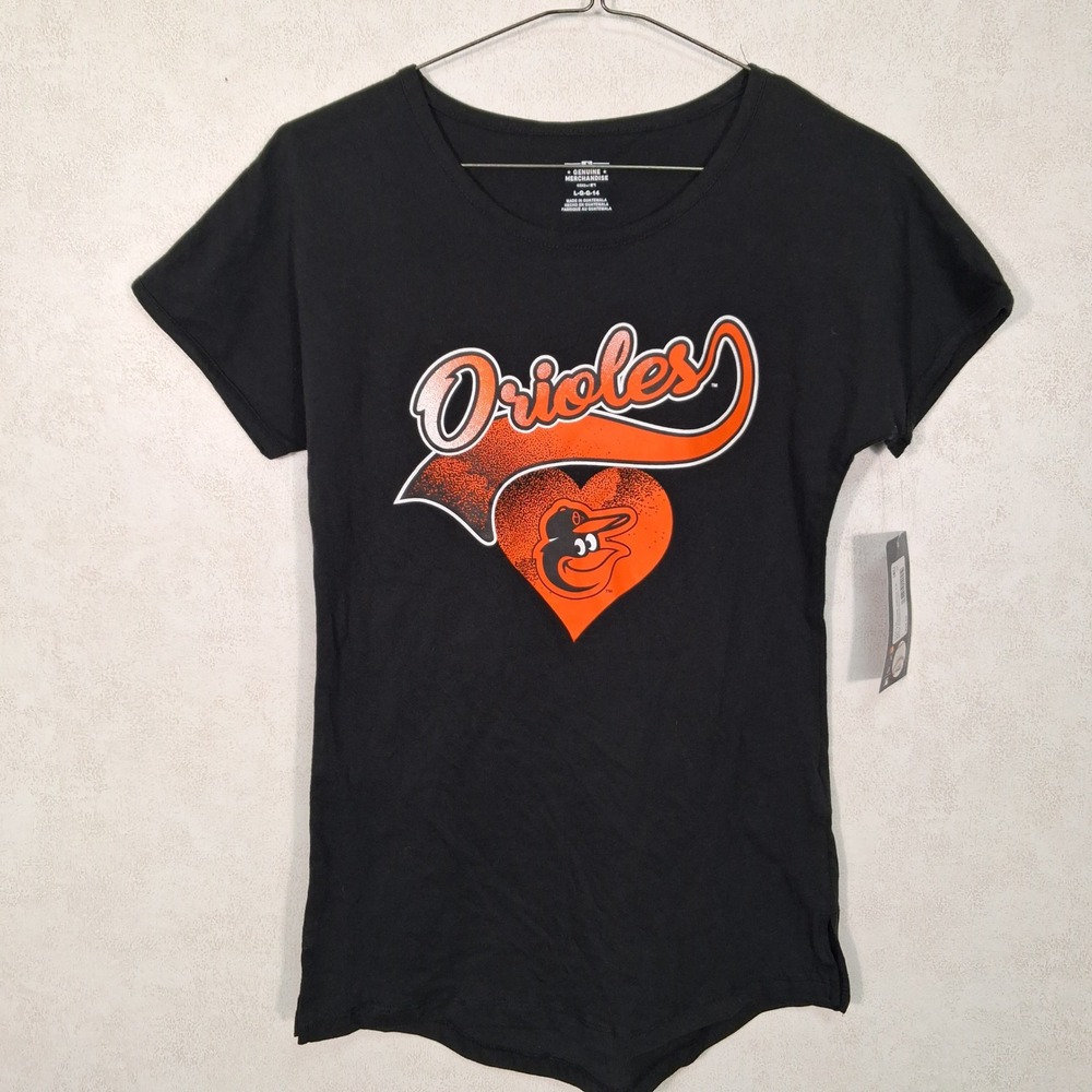 Gen2 MLB Baltimore Orioles Girls Size L 14 Black Heart Graphic T-Shirt 9K3G6ML4T